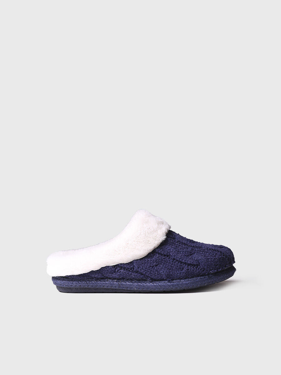 Toni Pons Deli-Sc pantofole in tessuto intrecciato e pelo sintetico blù