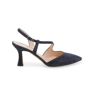 Melluso E1634W décolleté donna slingback in tessuto galassia notte