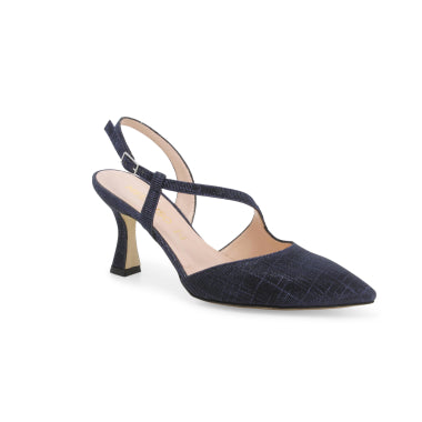 Melluso E1634W décolleté donna slingback in tessuto galassia notte