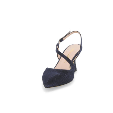 Melluso E1634W décolleté donna slingback in tessuto galassia notte