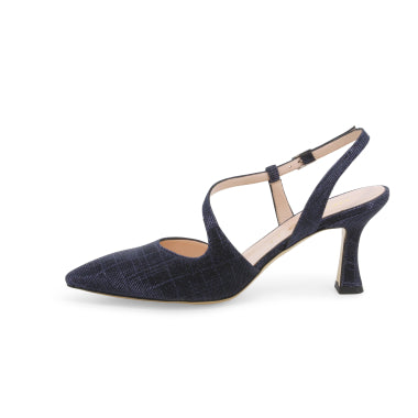 Melluso E1634W décolleté donna slingback in tessuto galassia notte