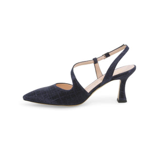 Melluso E1634W décolleté donna slingback in tessuto galassia notte