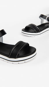 NERO GIARDINI E307812D SANDALI DONNA IN PELLE NERO