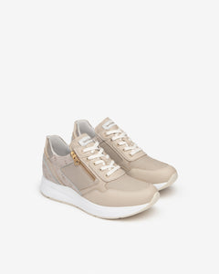 Nero Giardini E409840D Sneakers donna in pelle e materiale tecnico ivory