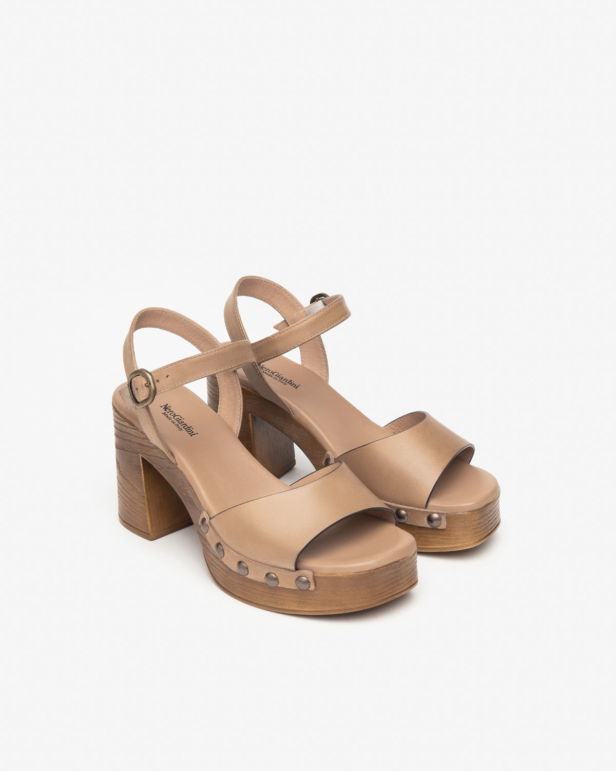 Nero Giardini E410421D zoccoli donna in pelle cuoio