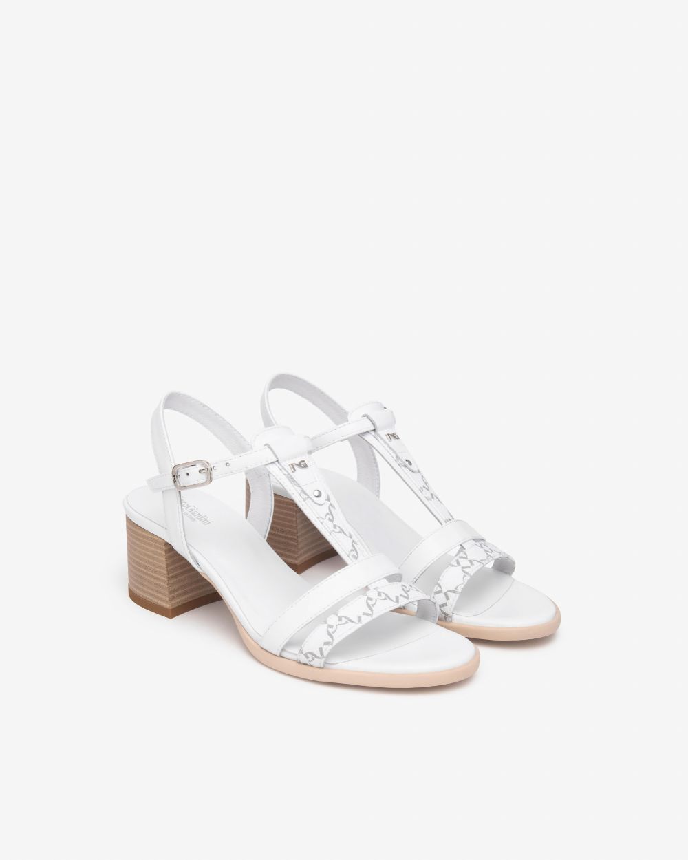 Nero Giardini E513433D Sandali Donna in Pelle e Materiale Tecnico bianco/grigio