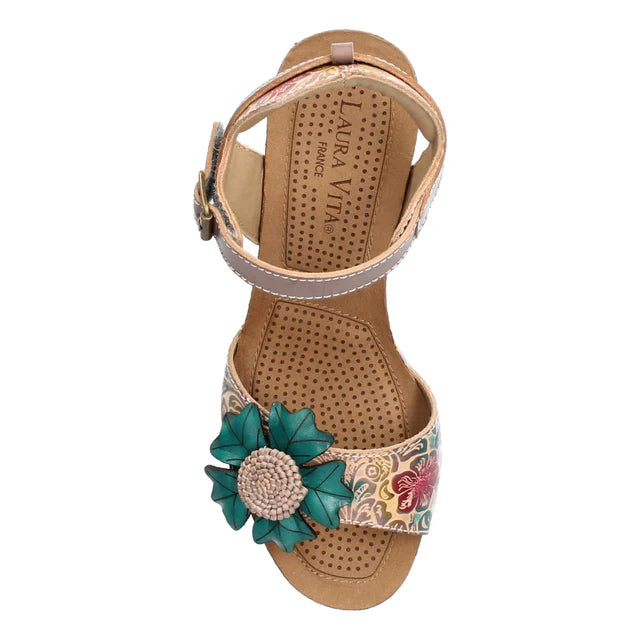 Laura Vita Facyo06 sandali floreali jeans con zeppa