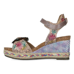 Laura Vita Facyo06 sandali floreali jeans con zeppa