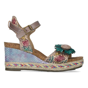 Laura Vita Facyo06 sandali floreali jeans con zeppa