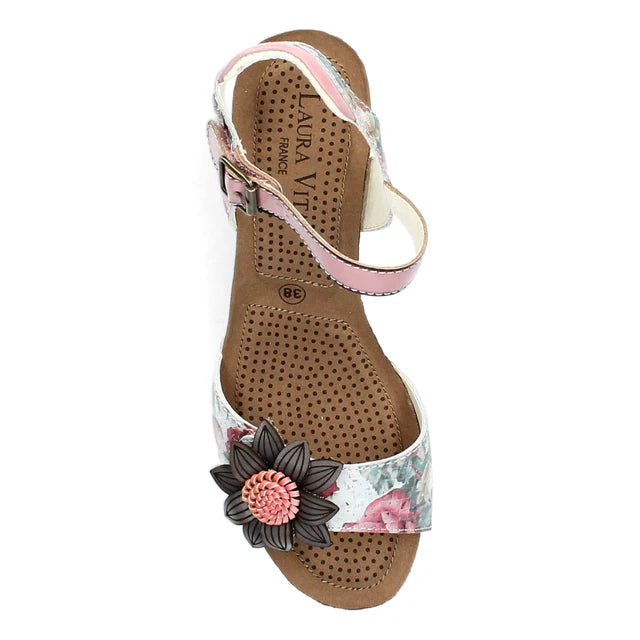Laura Vita Facyo06 sandali floreali rosa con zeppa