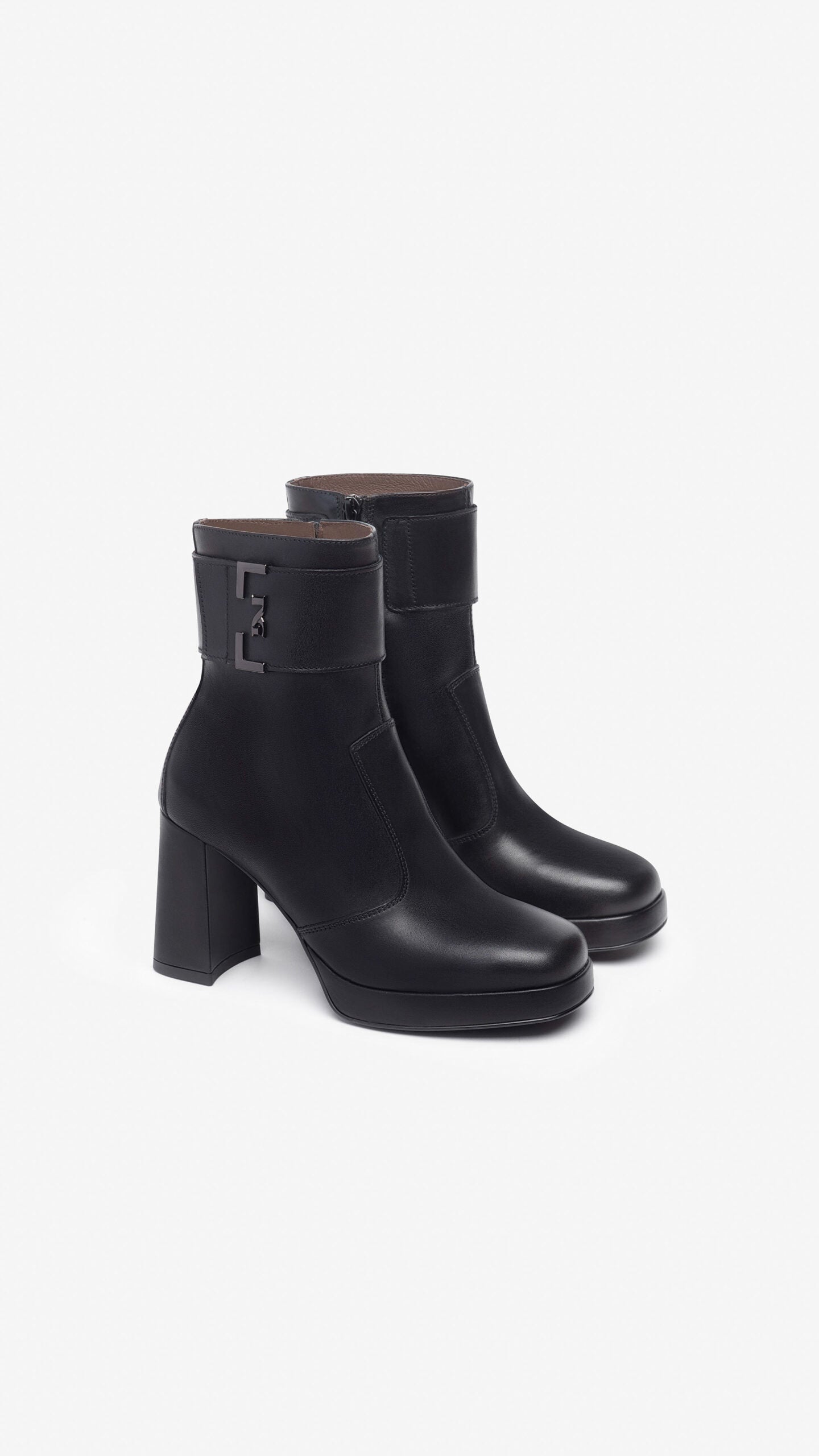 NERO GIARDINI I308220D TRONCHETTI DONNA IN PELLE NERO