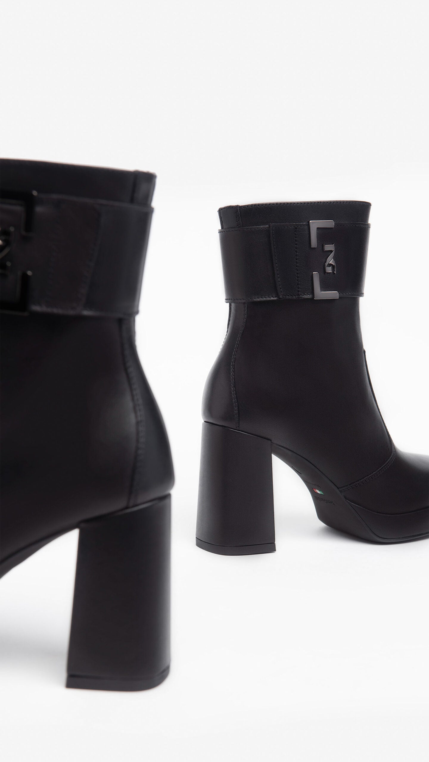NERO GIARDINI I308220D TRONCHETTI DONNA IN PELLE NERO