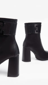NERO GIARDINI I308220D TRONCHETTI DONNA IN PELLE NERO