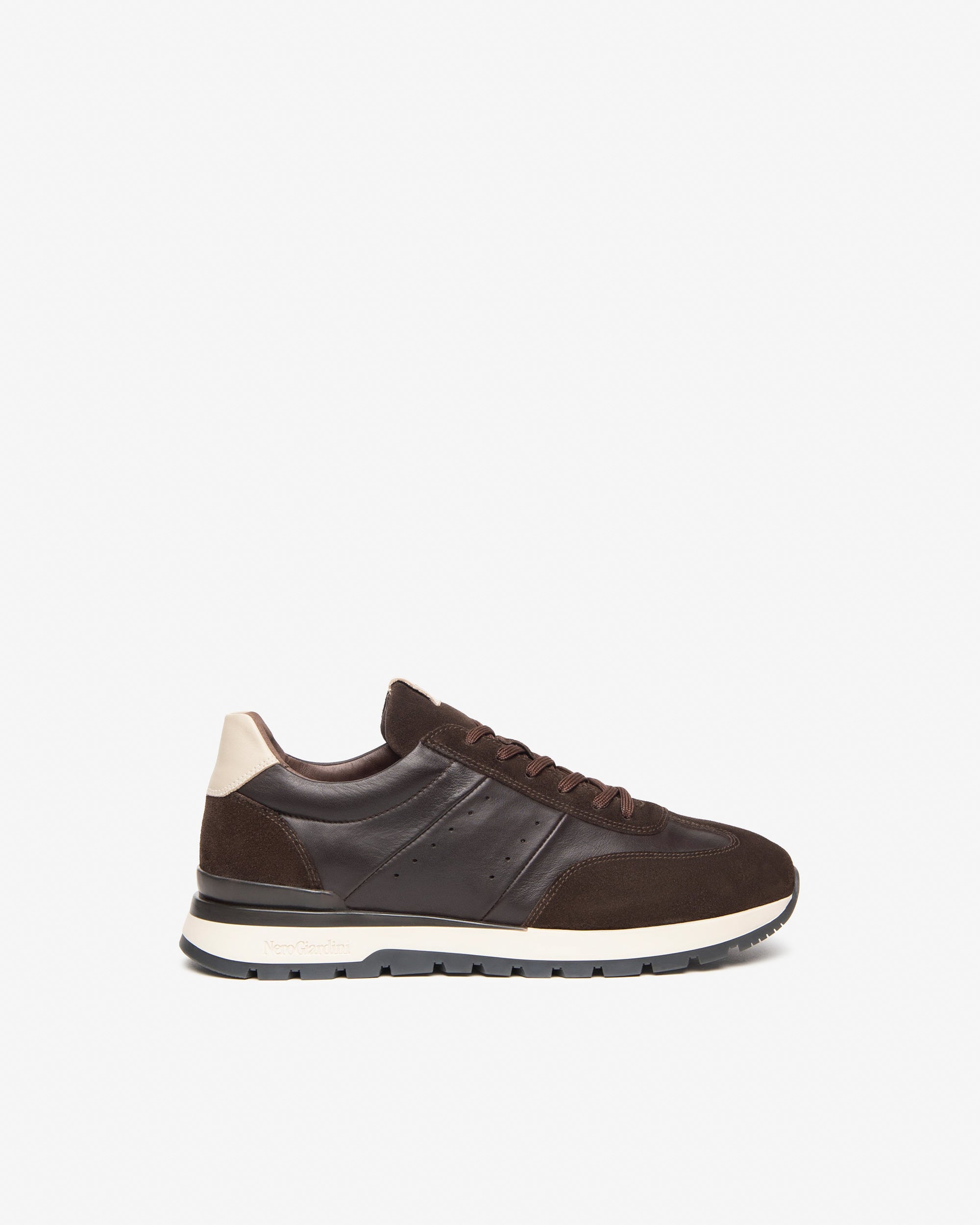 Nero Giardini I400411U Sneakers uomo in pelle e camoscio moro