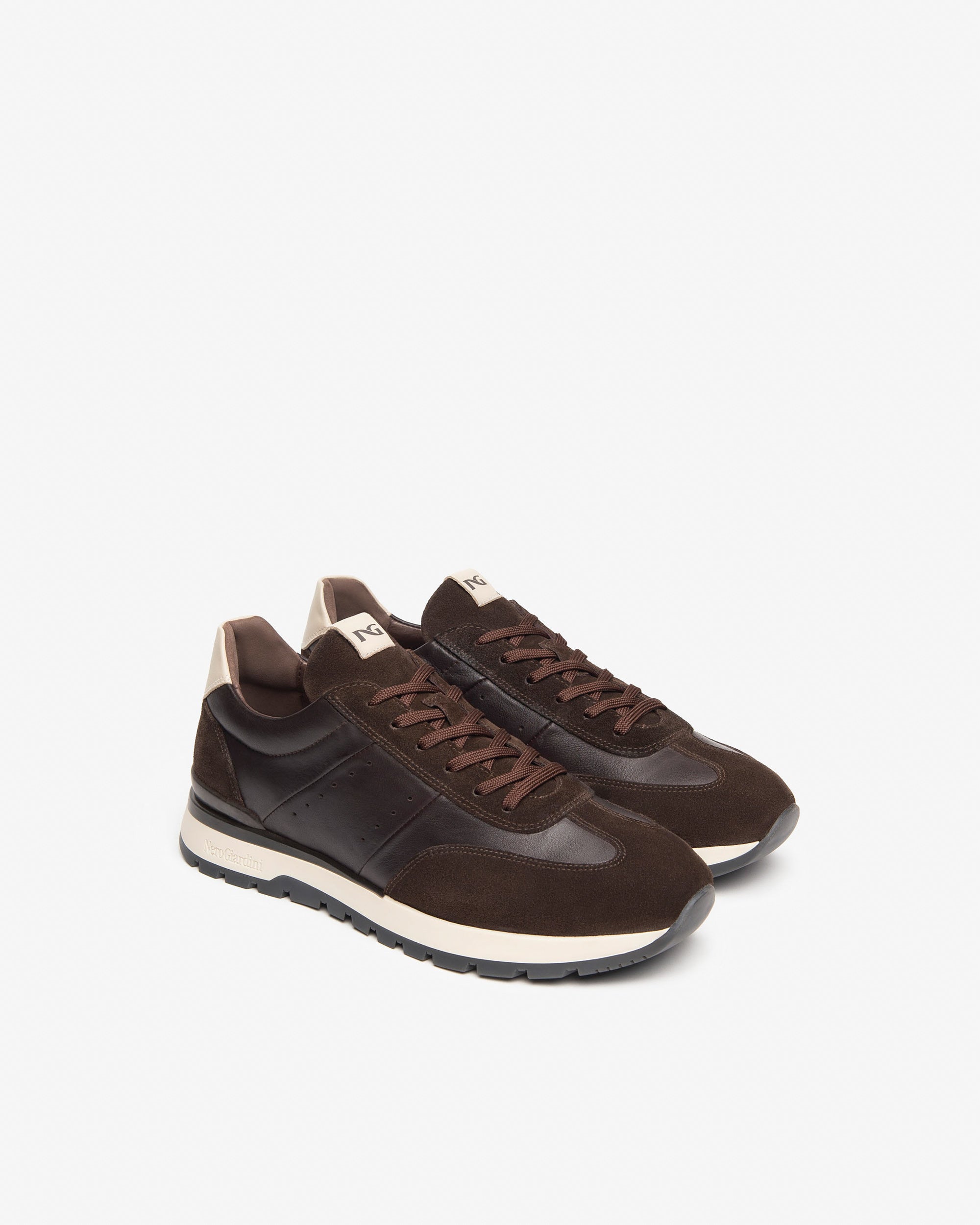 Nero Giardini I400411U Sneakers uomo in pelle e camoscio moro