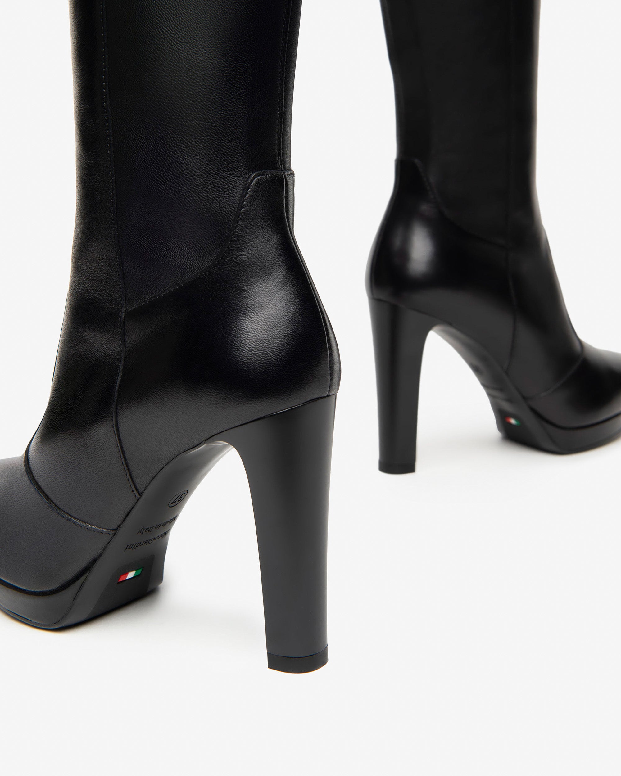 Nero Giardini I410986D Stivali donna in pelle e materiale tecnico nero