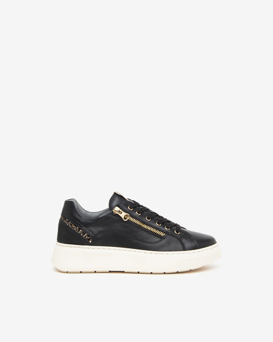 Nero Giardini I411600D Sneakers donna in pelle e materiale tecnico nero