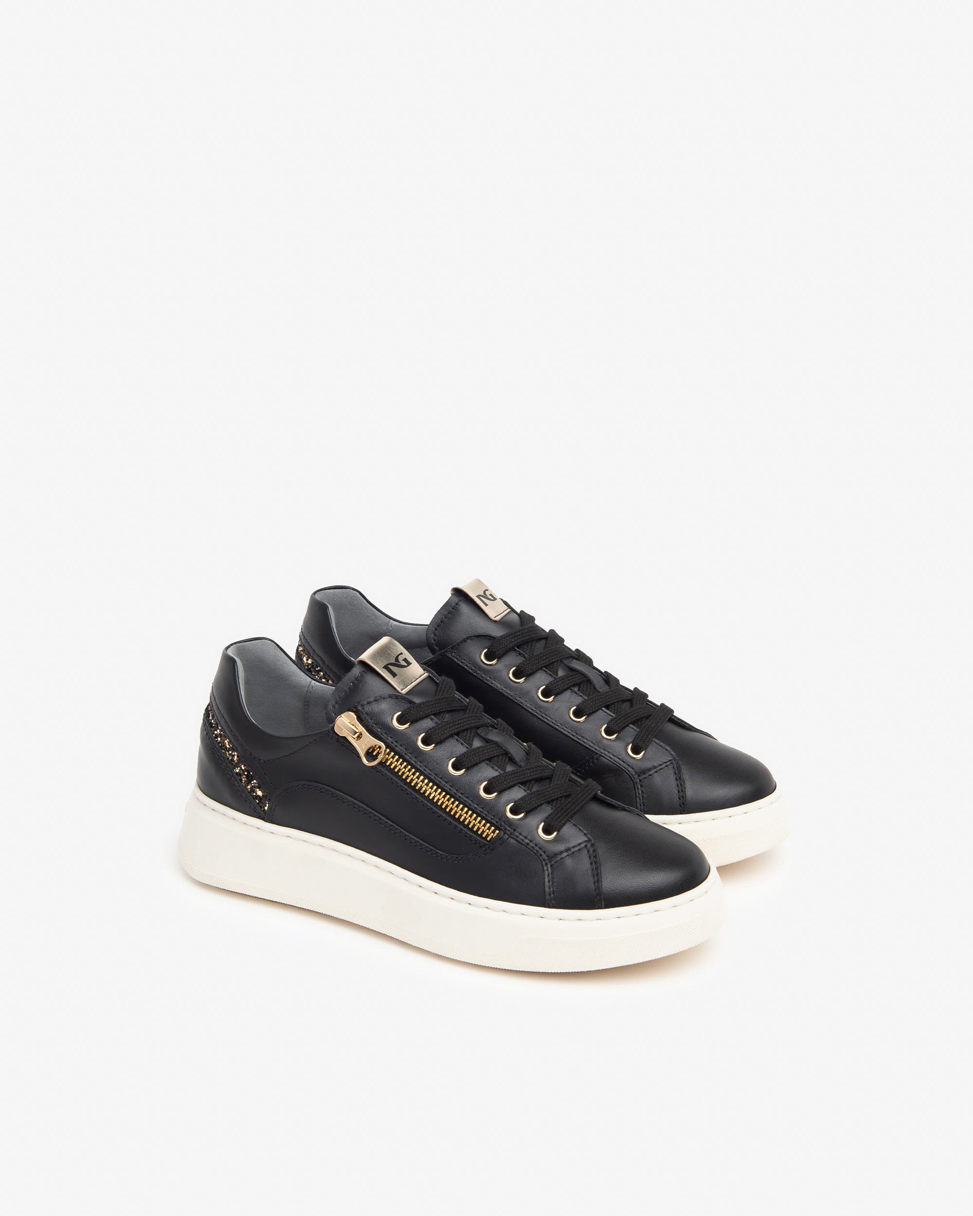Nero Giardini I411600D Sneakers donna in pelle e materiale tecnico nero