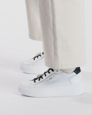 Nero Giardini I411622D Sneakers donna in pelle e materiale tecnico bianco