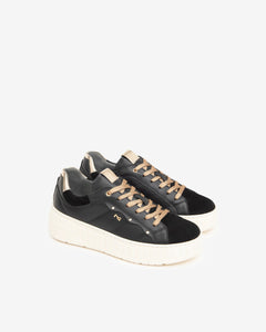 Nero Giardini I411630D Sneakers donna in camoscio, pelle e materiale tecnico nero