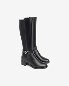 Nero Giardini I411750D Stivali donna in pelle e materiale tecnico nero