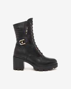 Nero Giardini I411902D Anfibi donna in pelle nero