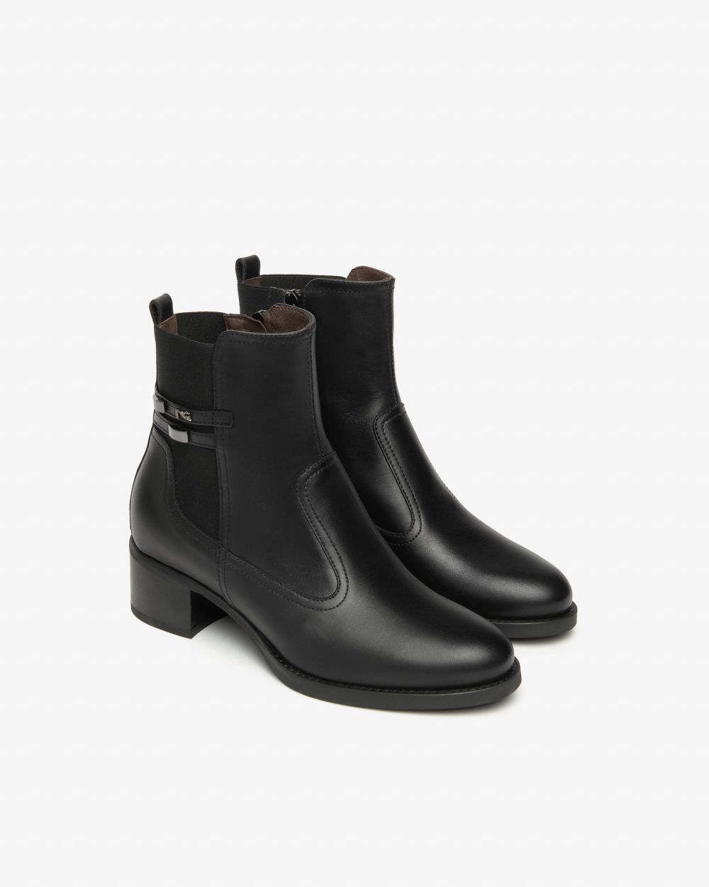 Nero Giardini I513840D Stivaletti Donna in Pelle e Tessuto nero