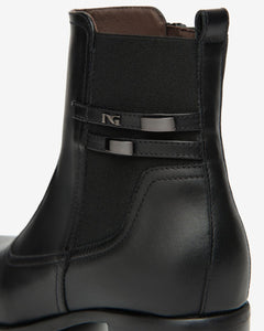 Nero Giardini I513840D Stivaletti Donna in Pelle e Tessuto nero