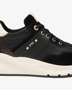 Nero Giardini I514065D Sneakers Donna in Suede, Pelle e Materiale Tecnico nero