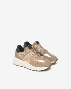 Nero Giardini I514066D Sneakers Donna in Suede, Pelle e Materiale Tecnico argilla