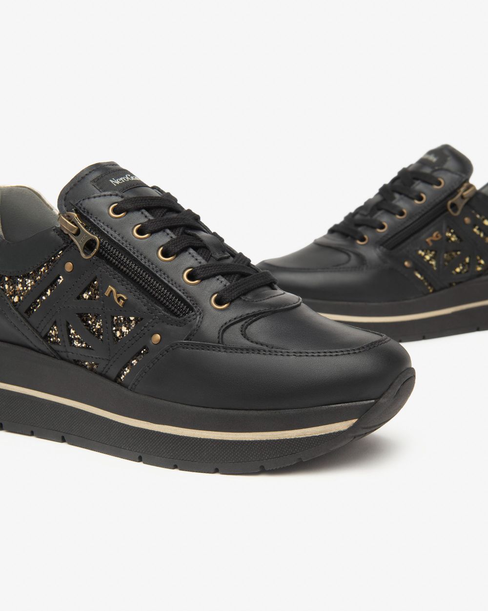 Nero Giardini I514100D Sneakers Donna in Pelle e Materiale Tecnico nero