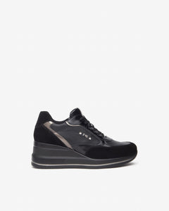 Nero Giardini I514130D Sneakers Donna in Suede,Vernice, Pelle e Materiale Tecnico nero
