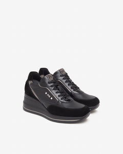 Nero Giardini I514130D Sneakers Donna in Suede,Vernice, Pelle e Materiale Tecnico nero