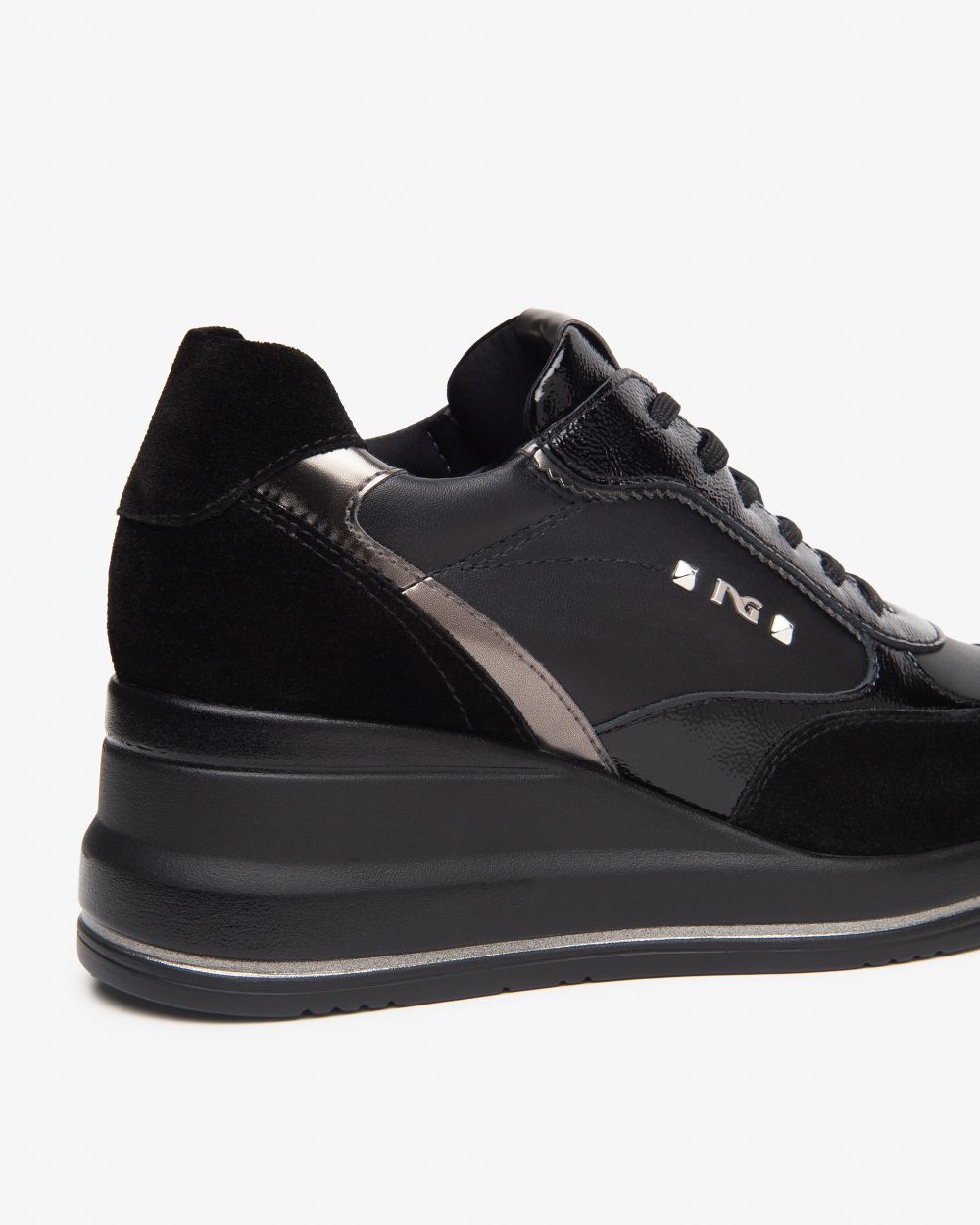Nero Giardini I514130D Sneakers Donna in Suede,Vernice, Pelle e Materiale Tecnico nero
