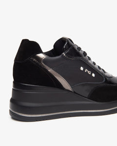 Nero Giardini I514130D Sneakers Donna in Suede,Vernice, Pelle e Materiale Tecnico nero