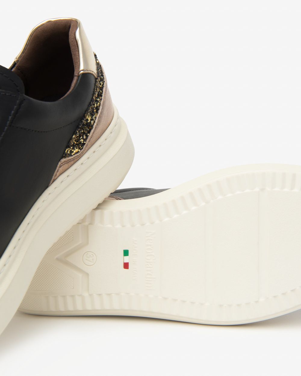 Nero Giardini I514160D Sneakers Donna in Pelle, Suede e Materiale Tecnico nero