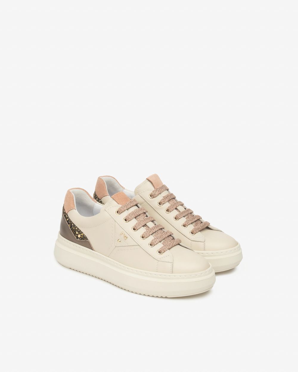 Nero Giardini I514160D Sneakers Donna in Pelle, Suede e Materiale Tecnico milk avorio