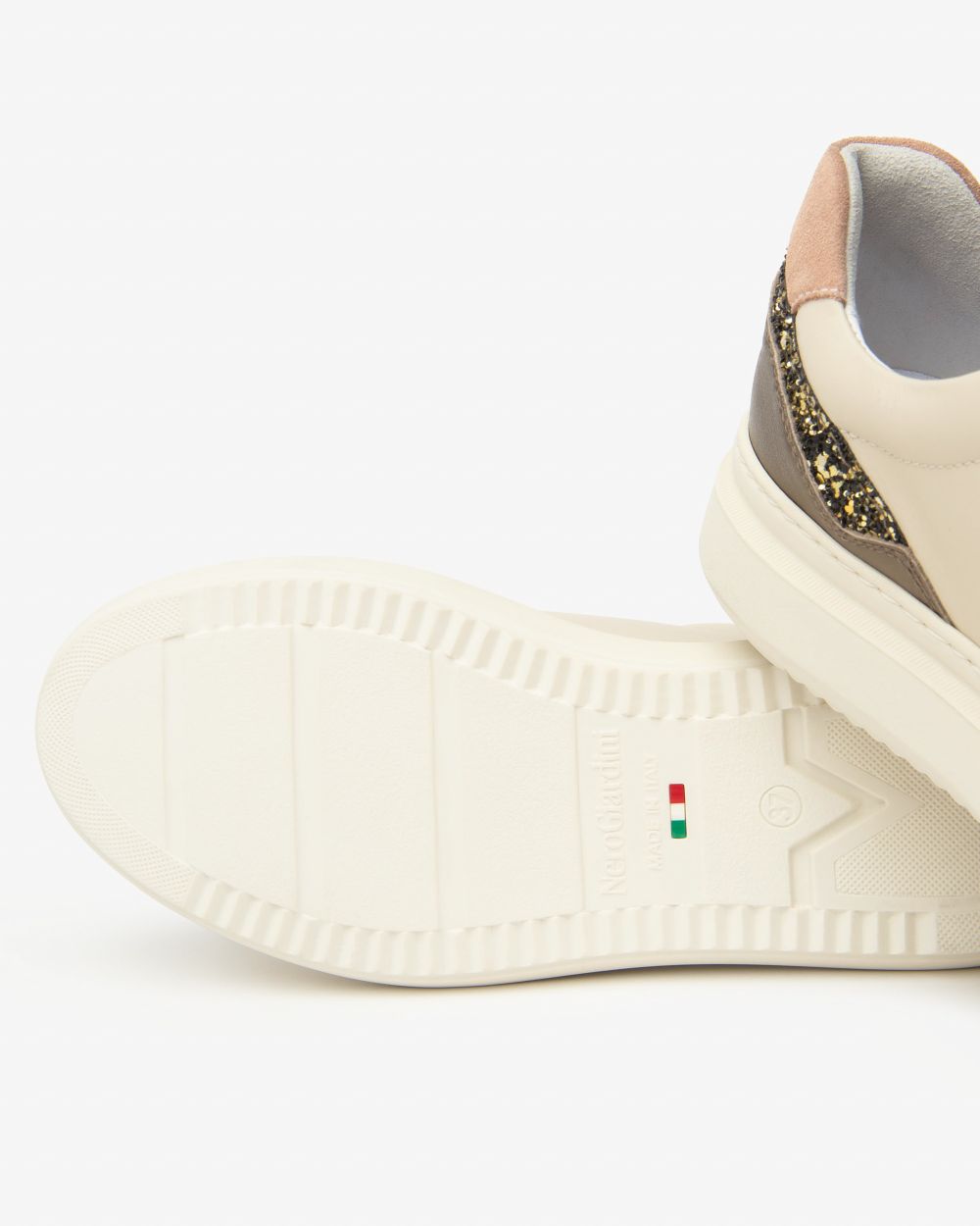 Nero Giardini I514160D Sneakers Donna in Pelle, Suede e Materiale Tecnico milk avorio