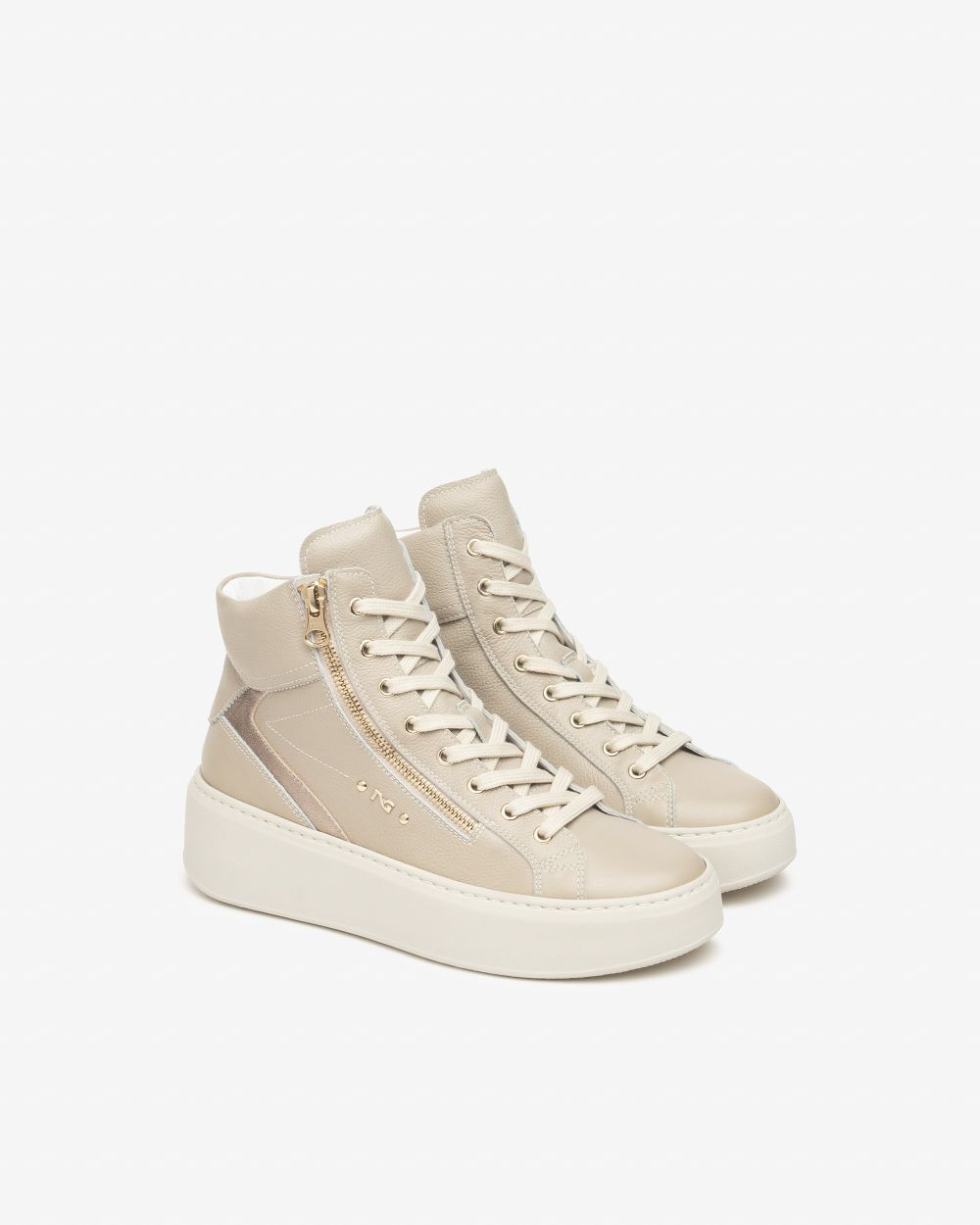 Nero Giardini I514213D Sneakers Donna in Pelle e Materiale Tecnico beige