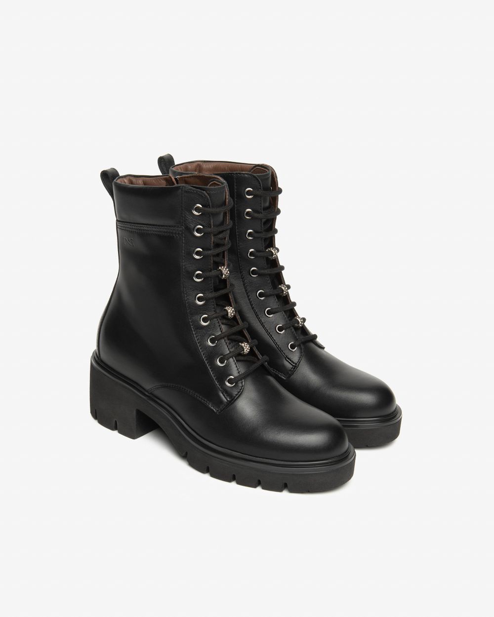 Nero Giardini I514810D Anfibi Donna in Pelle nero