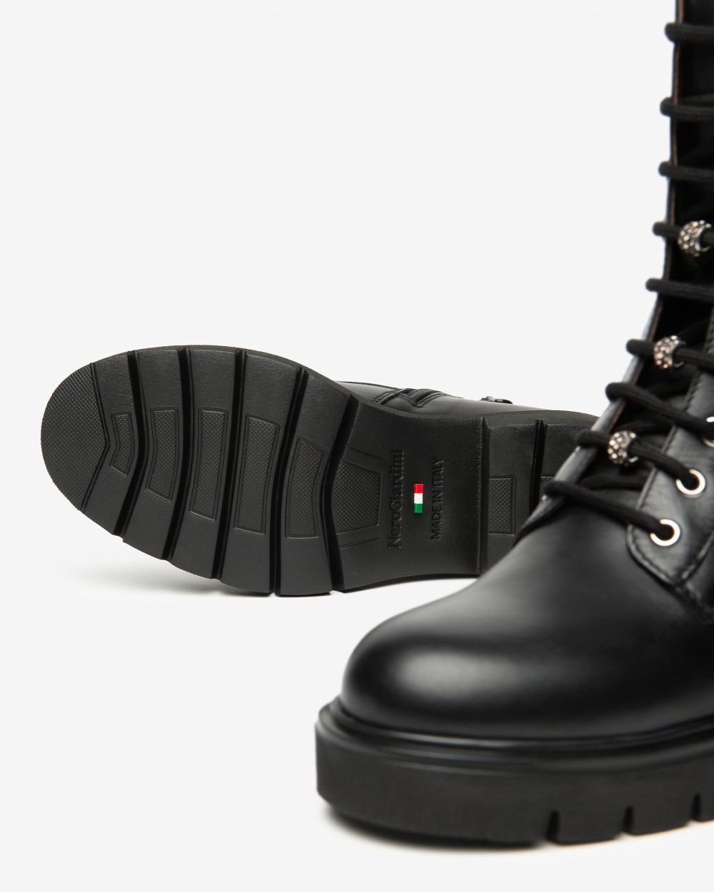 Nero Giardini I514810D Anfibi Donna in Pelle nero