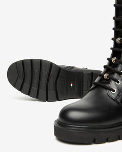 Nero Giardini I514810D Anfibi Donna in Pelle nero