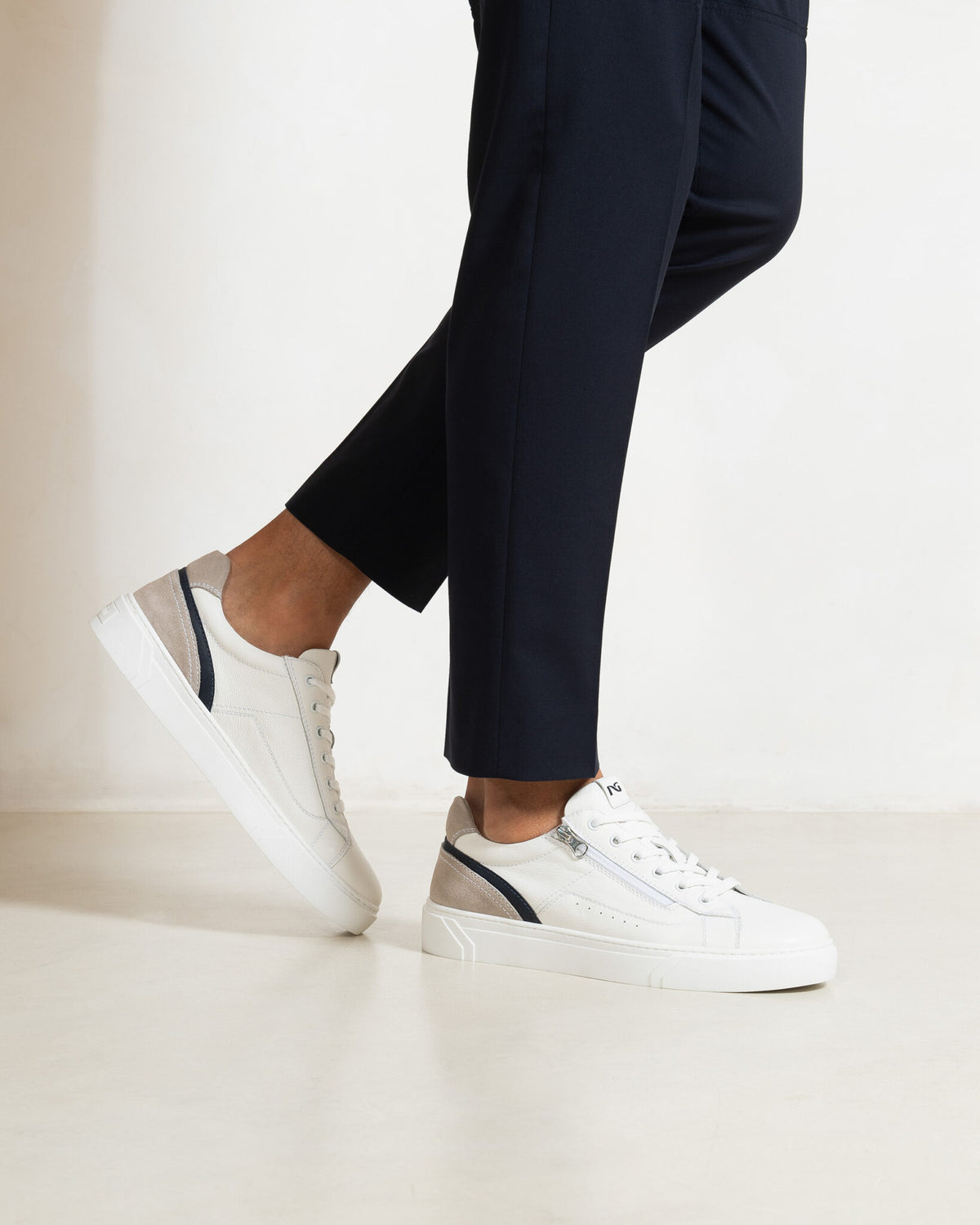 Nero Giardini E400241U sneakers uomo in pelle e camoscio bianco