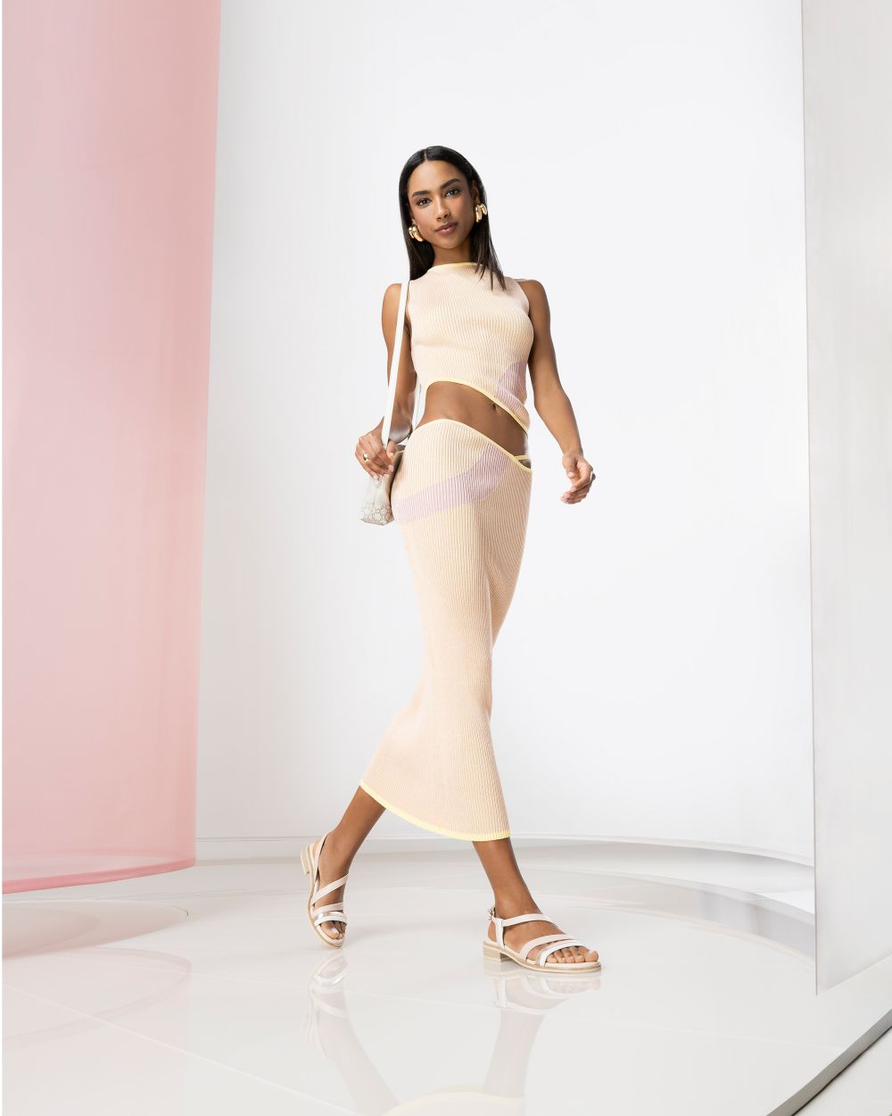 Nero Giardini E513422D Sandali Donna in Pelle e Materiale Tecnico osso