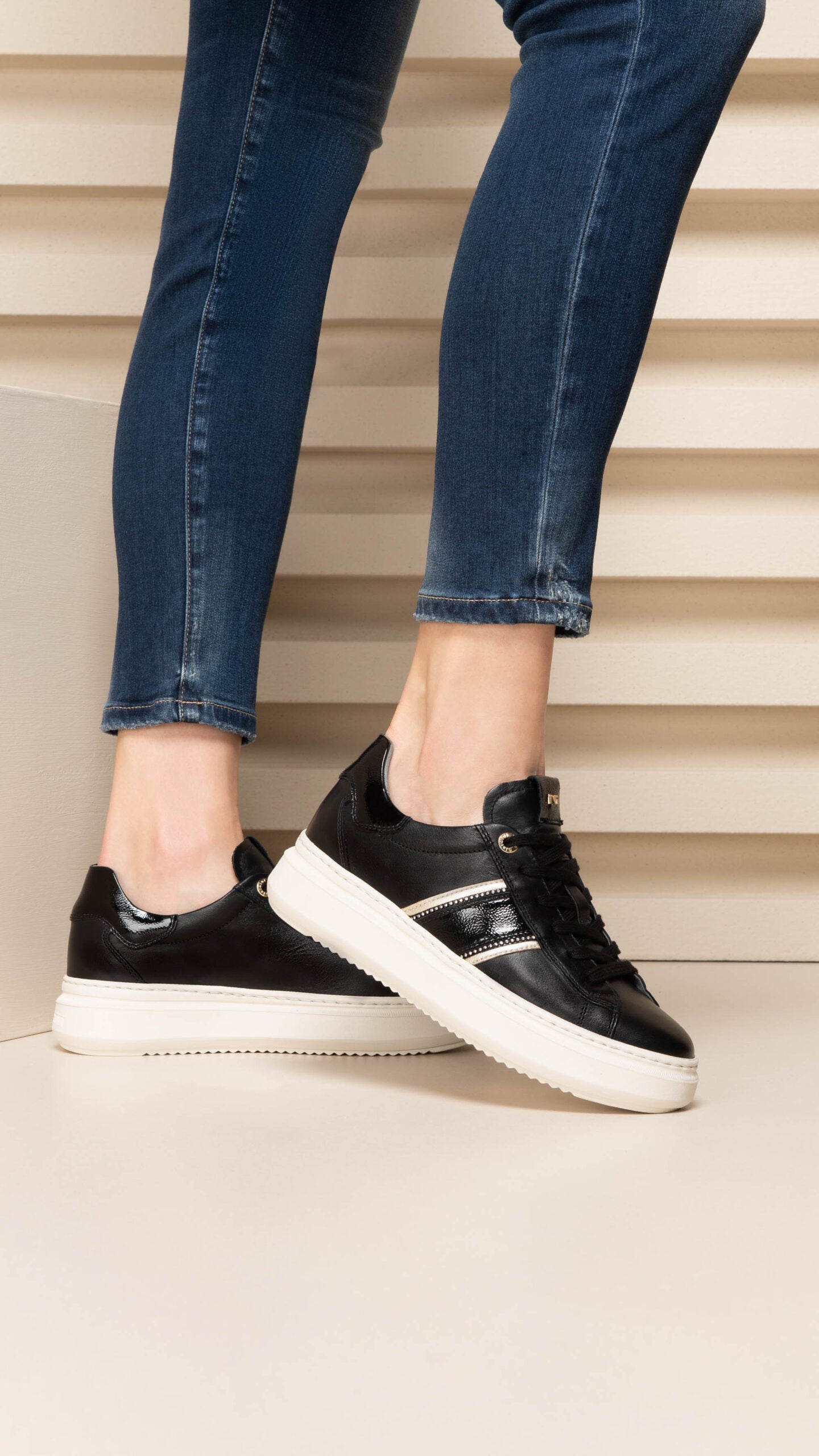 NERO GIARDINI I308430D SNEAKERS DONNA IN PELLE NERO