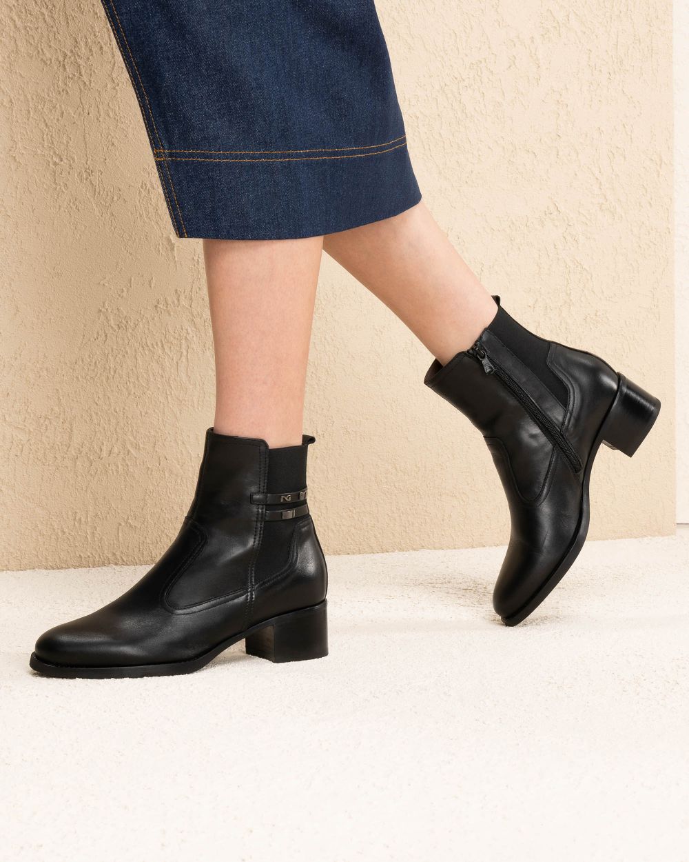 Nero Giardini I513840D Stivaletti Donna in Pelle e Tessuto nero