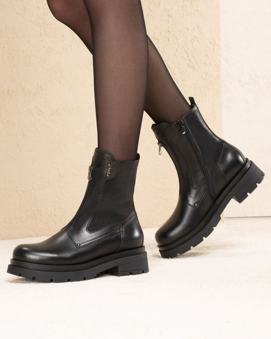 Nero Giardini I514780D Stivaletti Chelsea Donna in Pelle e Tessuto nero