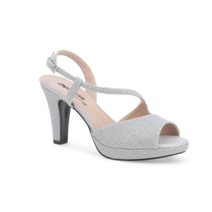 Melluso J594W sandalo donna elegante cerimonia in tessuto argento