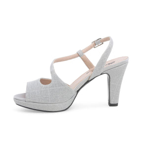 Melluso J594W sandalo donna elegante cerimonia in tessuto argento