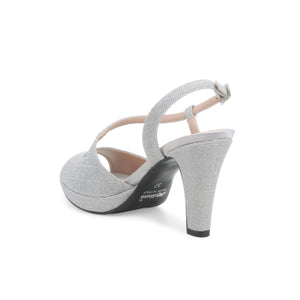 Melluso J594W sandalo donna elegante cerimonia in tessuto argento